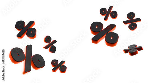 3D Percentage symbol for Black Friday, key visual, Isolated percentage symbols. (ID: 675487429)