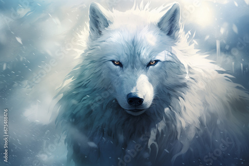 Illustraited Frost Wolf Portrait