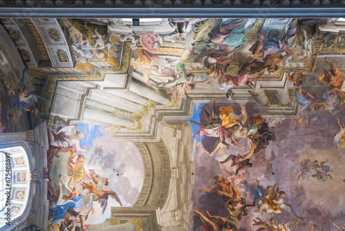 Spectacular ceiling fresco of Andrea Pozzo in the Church of St. Ignatius of Loyola, Rome, Italy