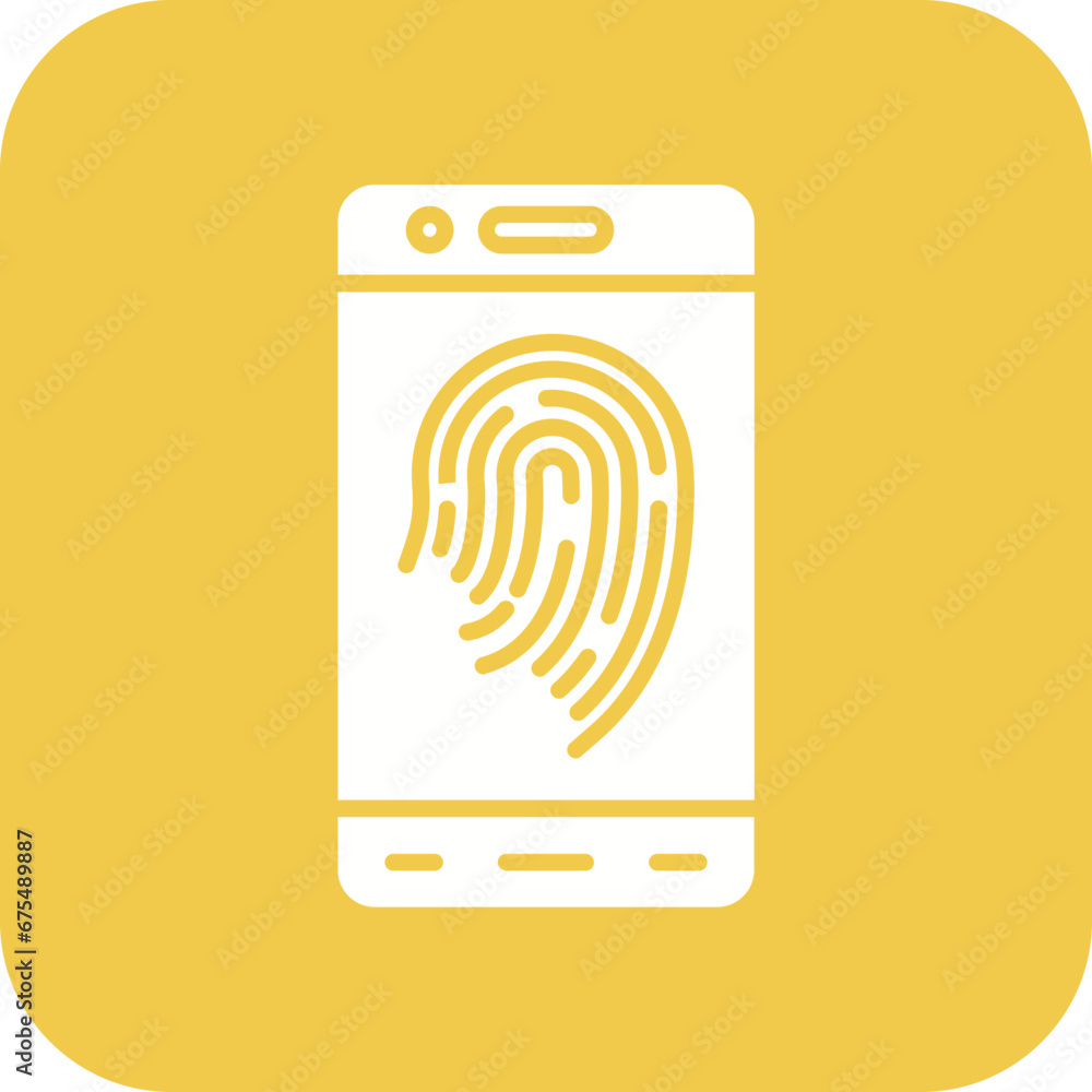 Mobile Fingerprint Line Color Icon Mobile Fingerprint Line Color Icon