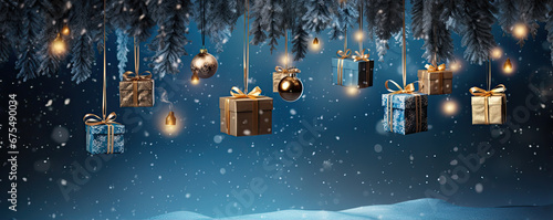 Detail of the dark blue christmas decoration photo