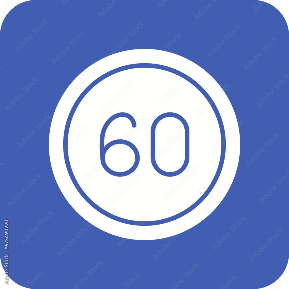 60 Speed Limit Line Color Icon 60 Speed Limit Line Color Icon