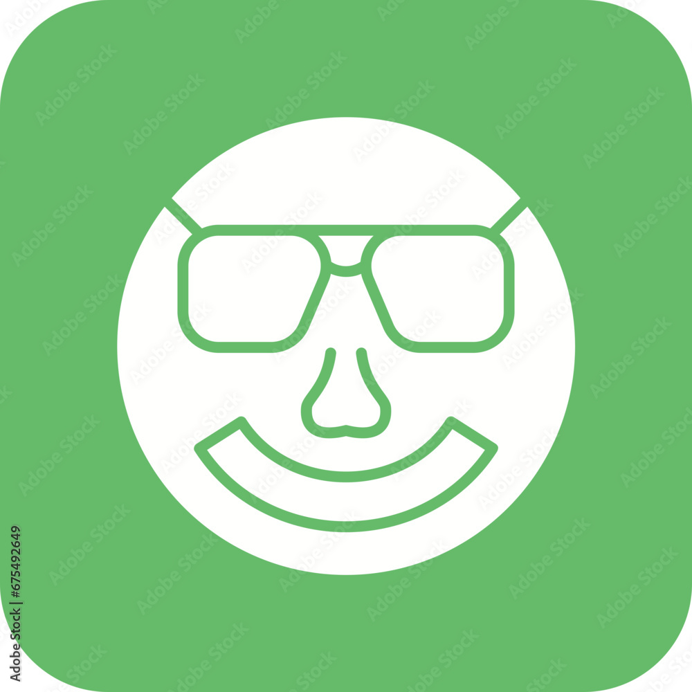 Smiling Face with Sunglasses Line Color Icon