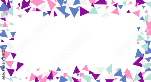 Frame of colored triangles abstract geometric pattern. Can be used as poster  banner  border  background  wallpaper  card  print  web. Vector illustration.