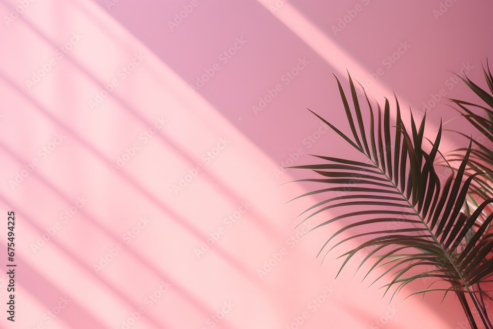 Blurred shadow from palm leaves on the pink wall. Blurred shadow from palm leaves on the pink wall.