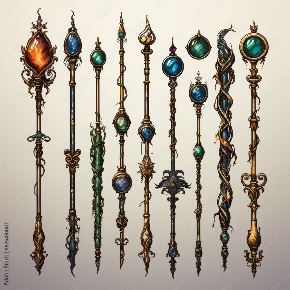 magical staff set for game developers magical staff set for game developers