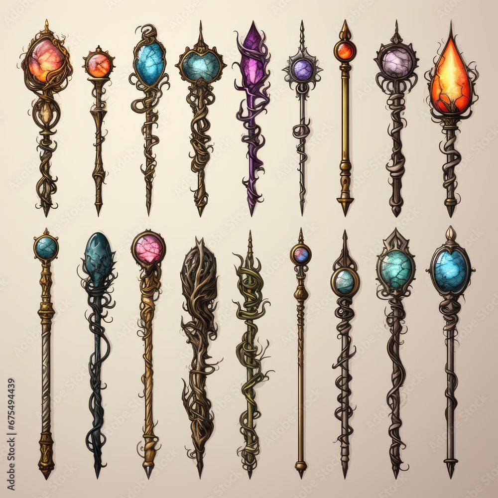 magical staff set for game developers magical staff set for game developers