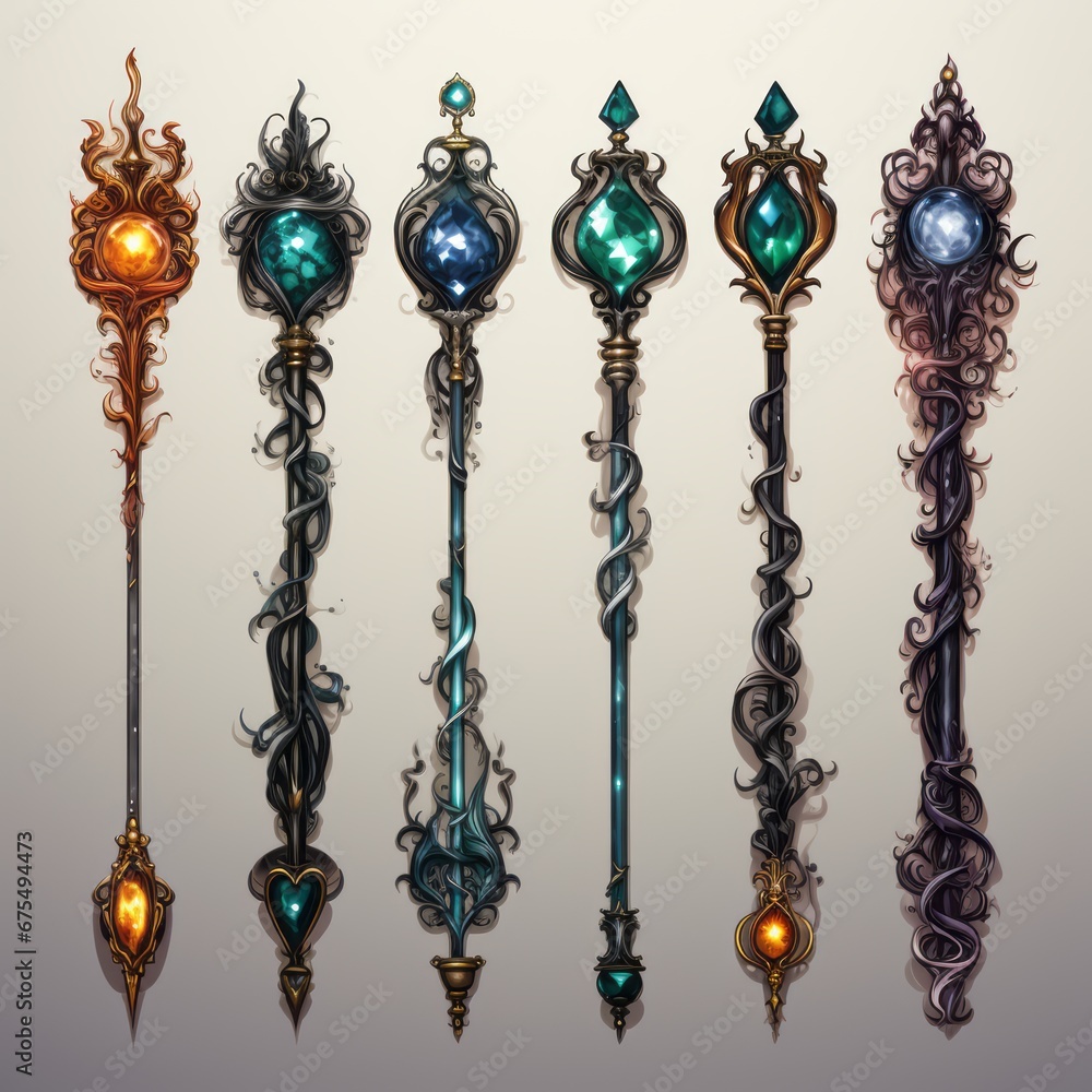 magical staff set for game developers magical staff set for game developers