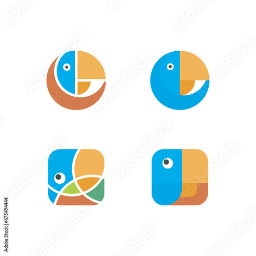 Parrot Bird Logo Parrot Logo Design, Mosaic Template Stock Vector  Logo Icon Symbol Vector Design Template.