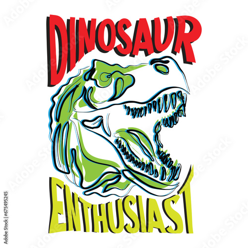 dinosaur poster art. Dino obsessed design. Hand drawn dinosaur print