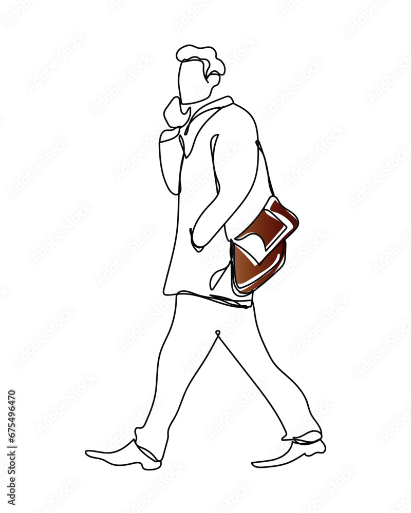 Fototapeta premium hand drawn line art vector of people on business trip. Official tour. Travel for business. Continuous line art contour.