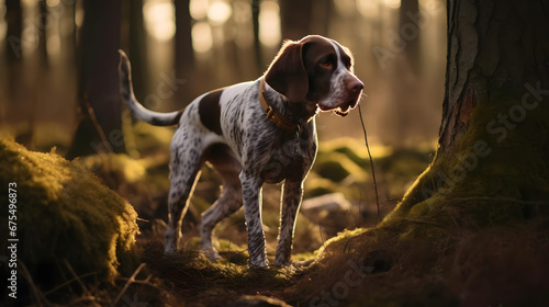 German Shorthaired Pointer Training Outdoors, Generative AI photo