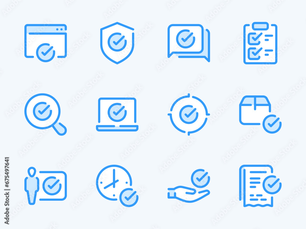 Checkmark and Acceptance vector line icons. Check, Tick and Approve outline icon set. Website, Search, Protection, Target, Plan, Communication, Delivery Box and more. Checkmark and Acceptance vector line icons. Check, Tick and Approve outline icon set. Website, Search, Protection, Target, Plan, Communication, Delivery Box and more.