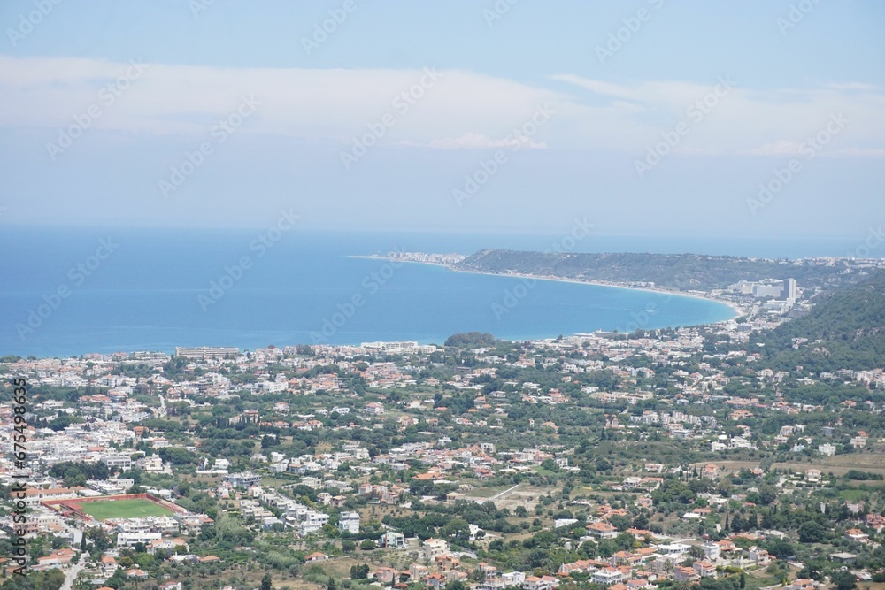 Clear coastline from mountain view