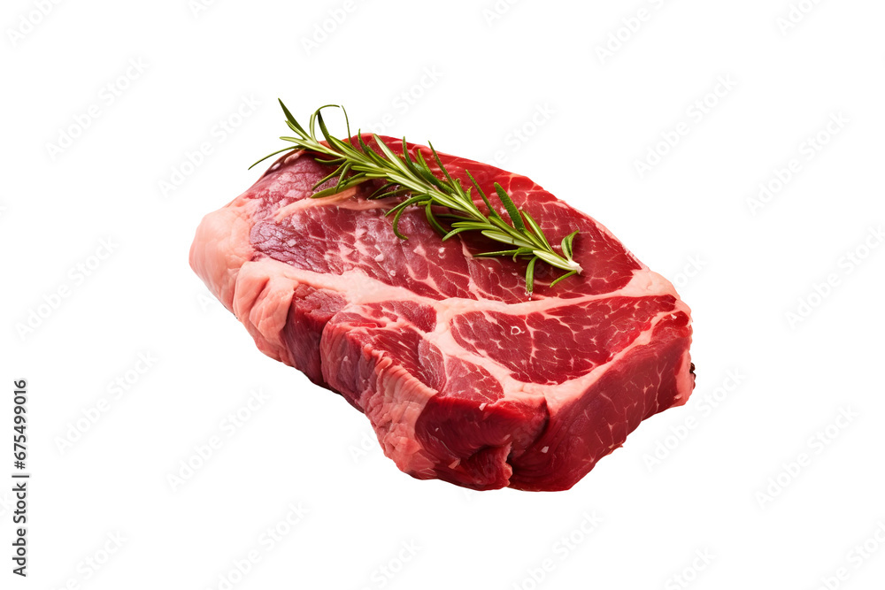 Raw beef piece isolated on transparent and white background