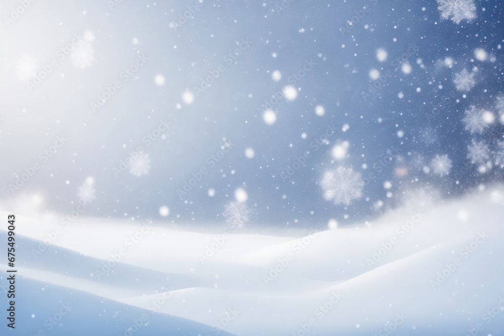 Beautiful winter snow background banner with snow. ai generative