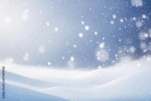 Beautiful winter snow background banner with snow. ai generative