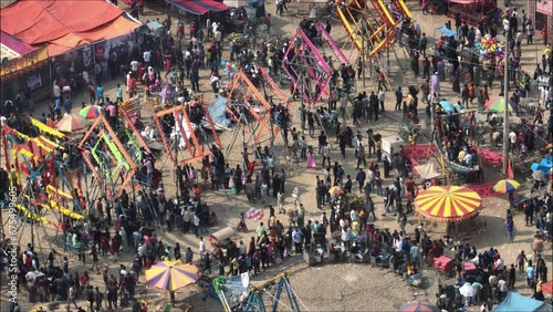 Aerial view of a traditional village fair in Bogra, Bangladesh. It's about 200 years old tradition and held once a year. photo