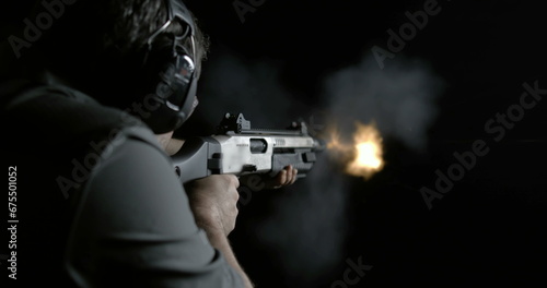 Canvastavla Man Firing Shotgun Captured in 800fps Super Slow-Motion, High-Speed Shooting fro