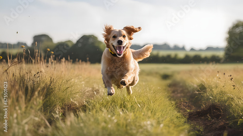 Excited Golden Dox Playing in Open Fields  Generative AI