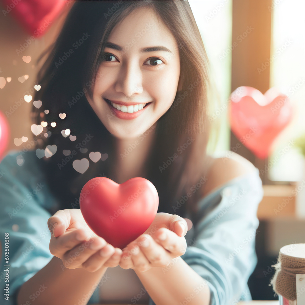 Woman hand holding red heart. ai generative Woman hand holding red heart. ai generative