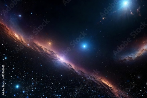 Cosmic background of stars and galaxies. A dark infinite universe with shining stars and constellations.