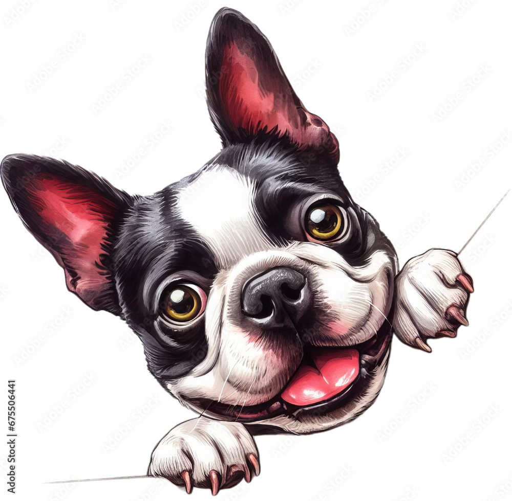 Boston Terrier Elegance: Captivating Watercolor Dog Illustration