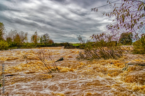 The River Tees at Broken Scar in Darlington in flood
