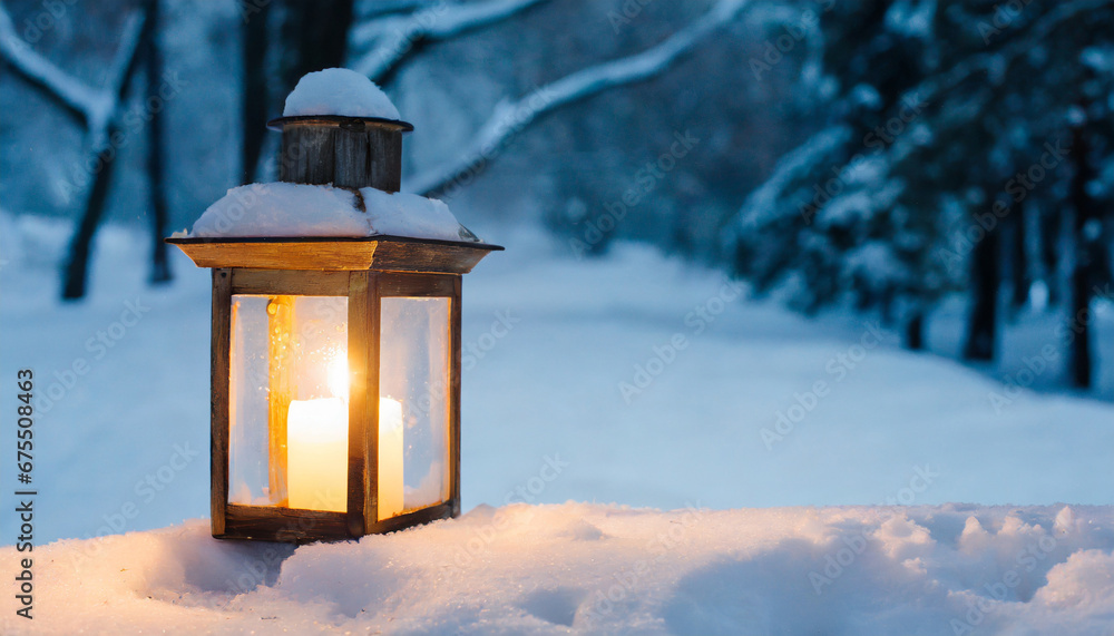 Lantern on the soft snow Lantern on the soft snow