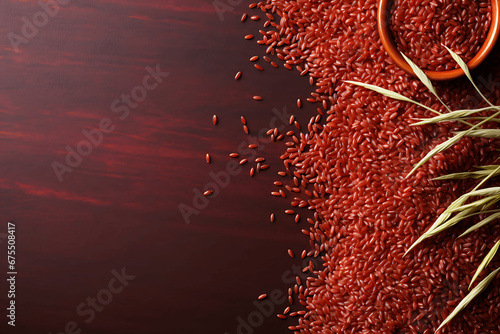Imagen de fondo de mesas con arroz blanco, rojo y negro