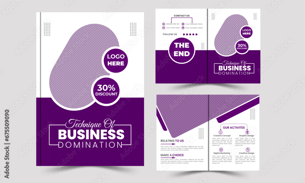 Corporate business bi-fold brochure template design. Corporate business bi-fold brochure template design.