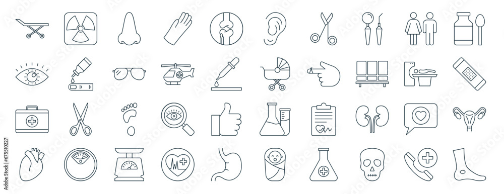 set of 40 outline web medical icons such as toxic, retina, doctor bag ...