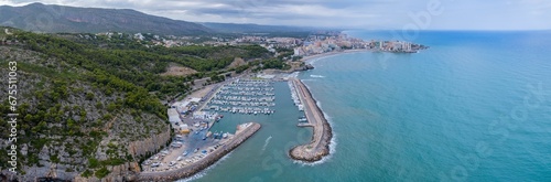 Wide aerial view of Oropesa del Mar leisure port and its coastline photo