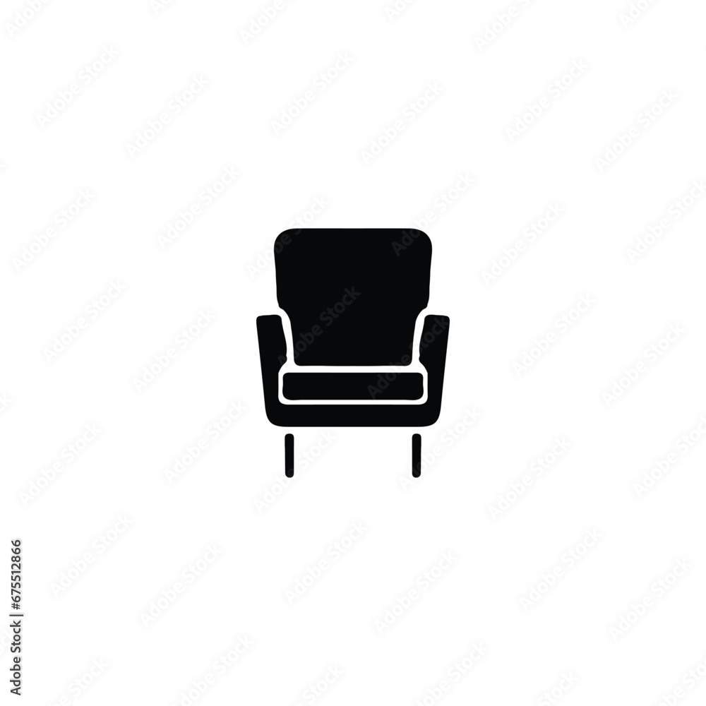 Fototapeta premium Armchair icon. Simple style furniture shop big sale poster background symbol. Armchair brand logo design element. Armchair t-shirt printing. Vector for sticker.