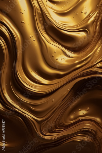 Abstract golden liquid wavy background. Metallic dynamic design.