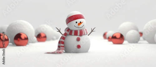 Copy space, Christmas snowman, Christmas decorations, white background © DigitalMuseCreations