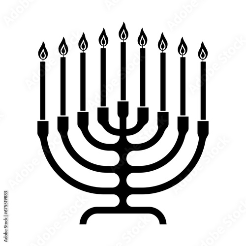 Menorah icon symbol. Hanukkah candelabrum with candles. Vector illustration