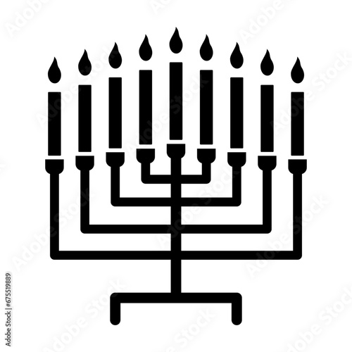 Menorah icon symbol. Hanukkah candelabrum with candles. Vector illustration