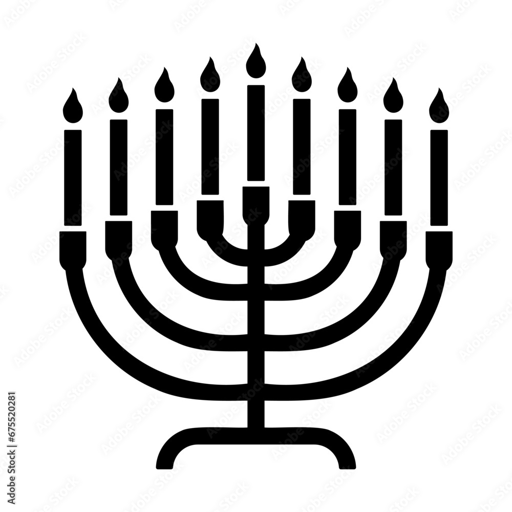 Menorah icon symbol. Hanukkah candelabrum with candles. Vector illustration Menorah icon symbol. Hanukkah candelabrum with candles. Vector illustration