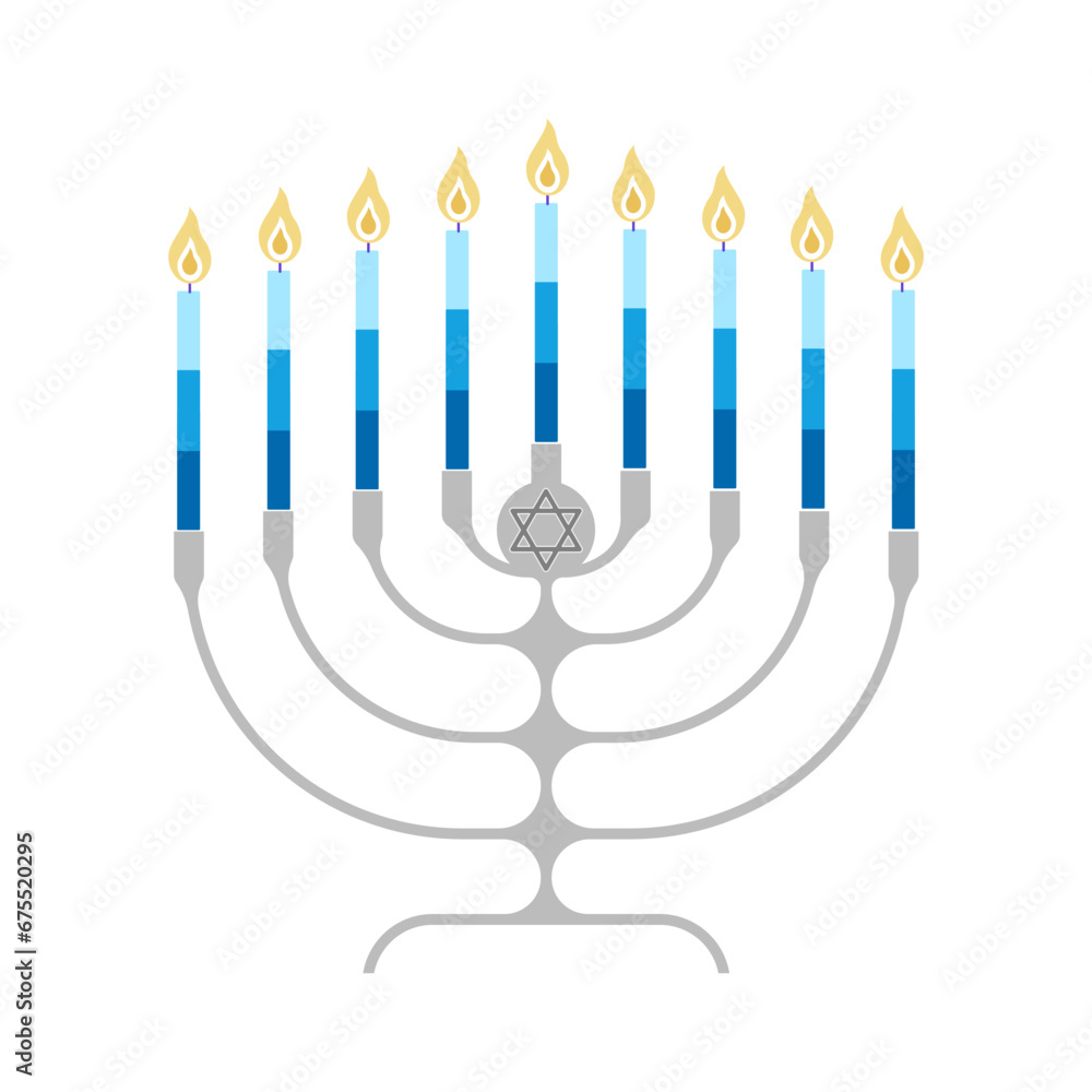 Menorah clip art. Hanukkah candelabrum with candles. Flat Vector illustration Menorah clip art. Hanukkah candelabrum with candles. Flat Vector illustration