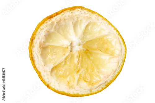 Old lemon peel isolated on a white background.