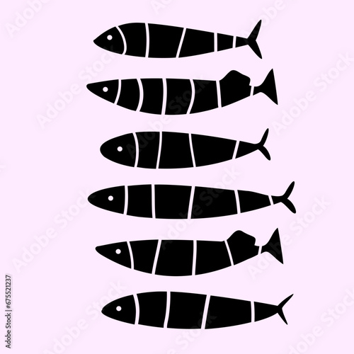 Cute cartoon black vector fish sea life - vector illustration for kids. 
