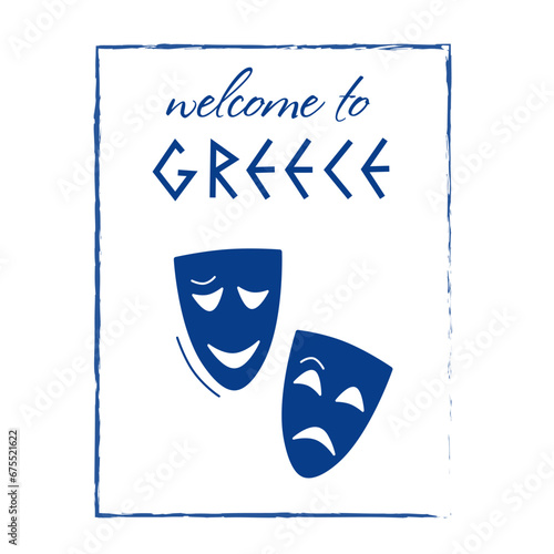 Art and culture vector icon Greece, theatre mask. Ancient, Greek civilization landmarks