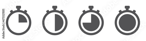 Set of Timer icons . Stopwatch symbol, quick time, countdown timer, speed measurements. Vector.