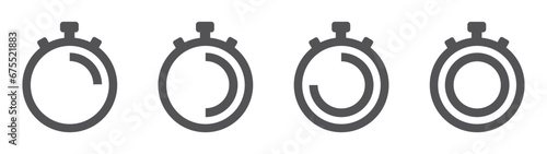 Set of Timer icons . Stopwatch symbol, quick time, countdown timer, speed measurements. Vector.