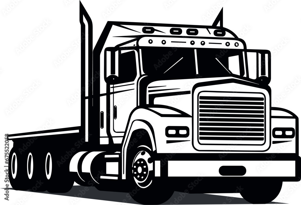 freight truck in black over white