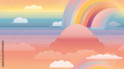  a painting of a rainbow in the sky with clouds and a rainbow in the sky with clouds and a rainbow in the sky.  generative ai