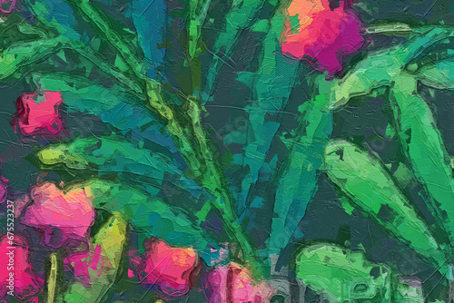 Oil painting and various flowers, roses, peonies, beautiful wedding illustrations