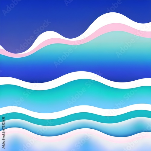 Abstract wavy background in blue tones. Winter cold concept. Bright blurry illustration. The image was created using generative AI.