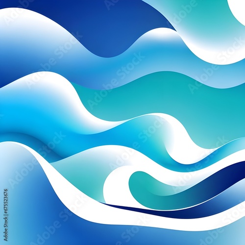 Abstract wavy background in blue tones. Winter cold concept. Bright blurry illustration. The image was created using generative AI.